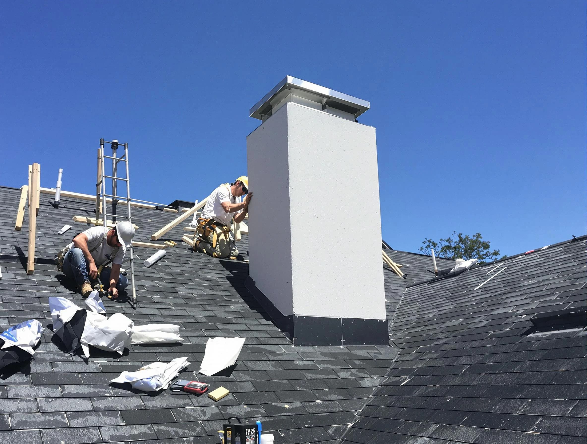 Redan Chimney Sweep crew installing a new chimney in Redan, GA