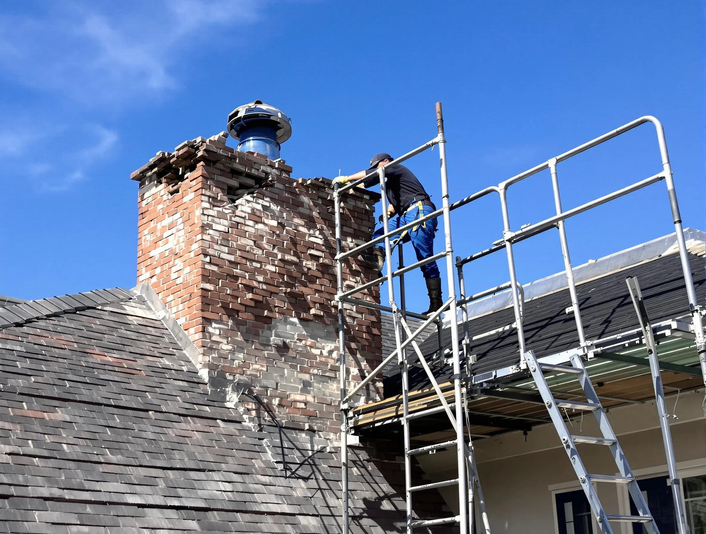 Rebuilding a chimney structure by Redan Chimney Sweep in Redan, GA