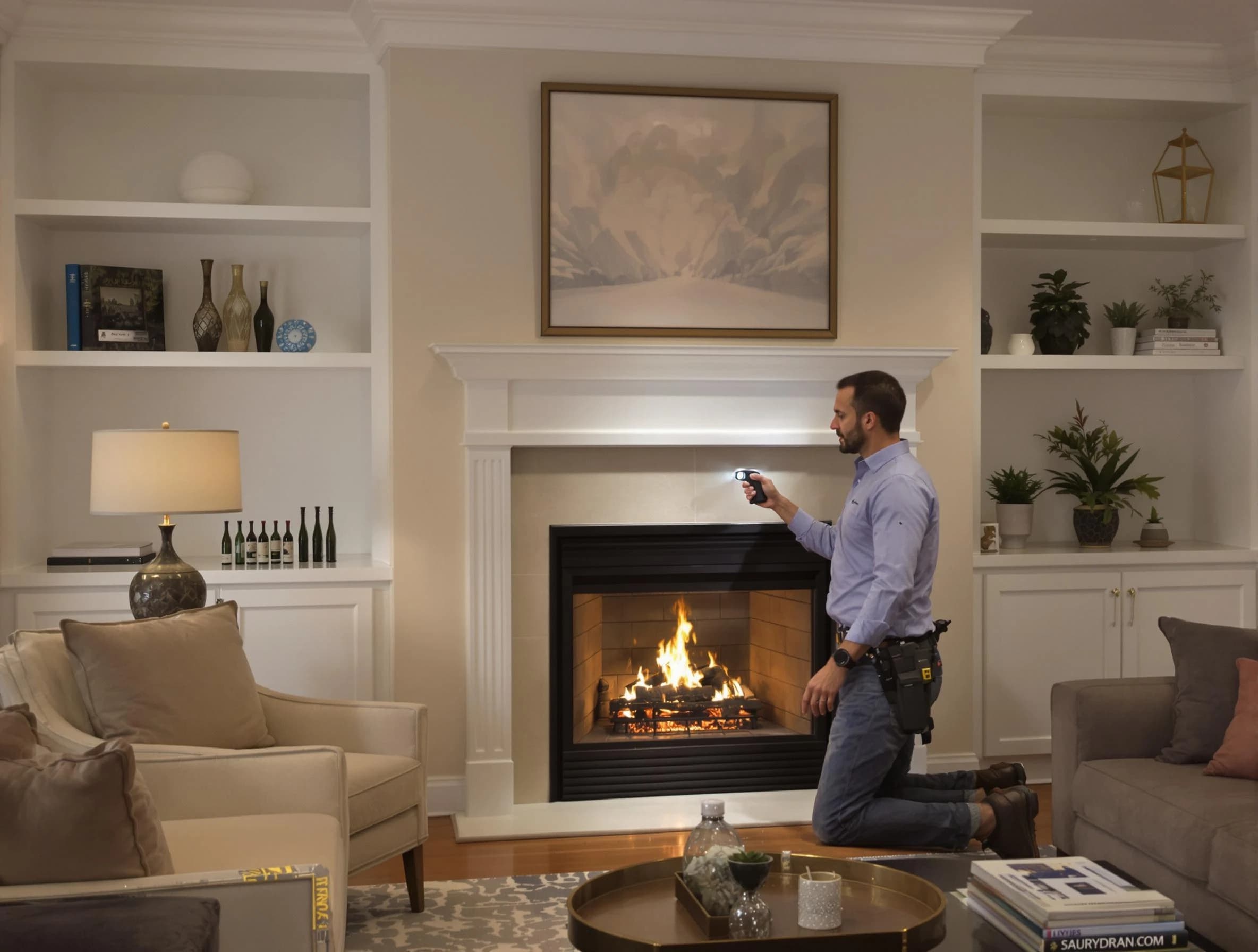 Redan Chimney Sweep conducting a fireplace safety inspection in Redan, GA