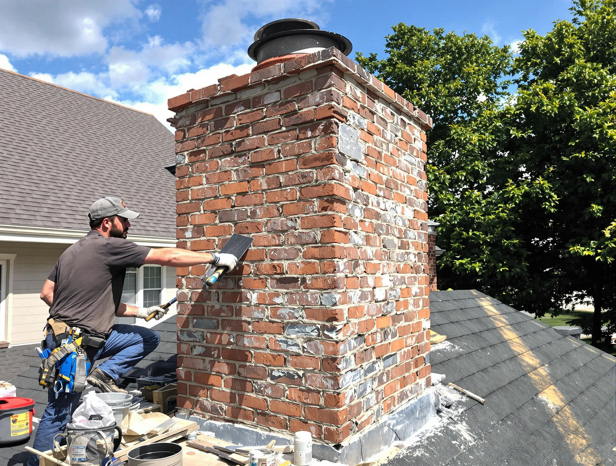 Completed chimney rebuild by Redan Chimney Sweep in Redan, GA